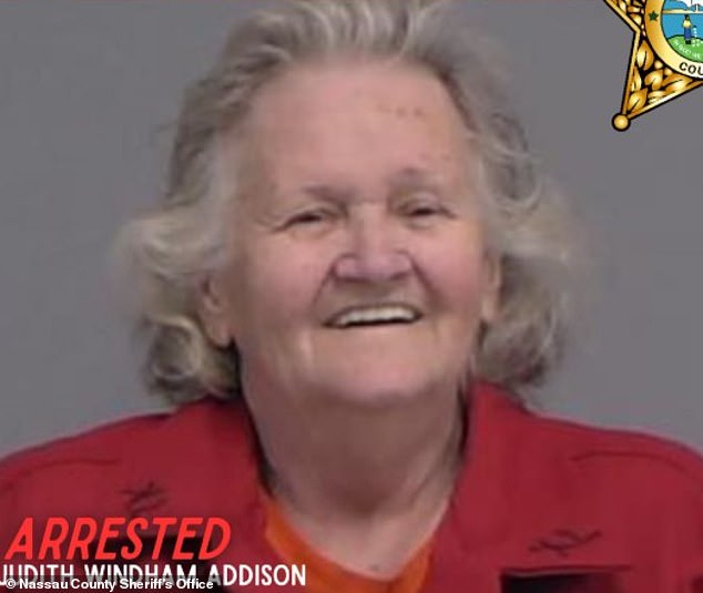 Judith Windham Addison, 79, was taken into custody on a felony child‑neglect charge - her booking photo showing her smirking as deputies accused her of letting a toddler ingest meth