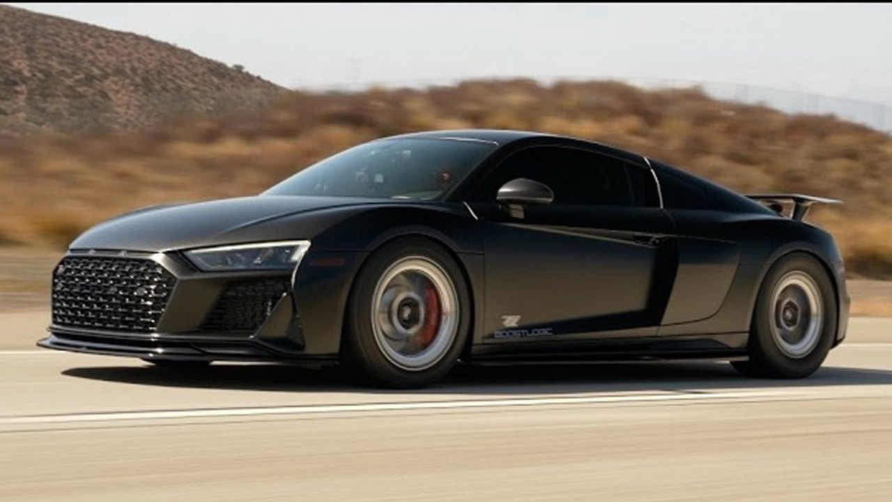 Testing the speed of a twin turbo Audi R8