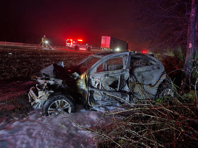 One hospitalized after fiery crash on I-95 in St. Johns County