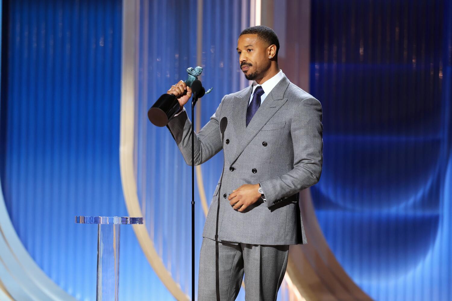 Michael B. Jordan winning the Actor Award for lead actor for "Sinners." ((Matt Winkelmeyer / Getty Images))