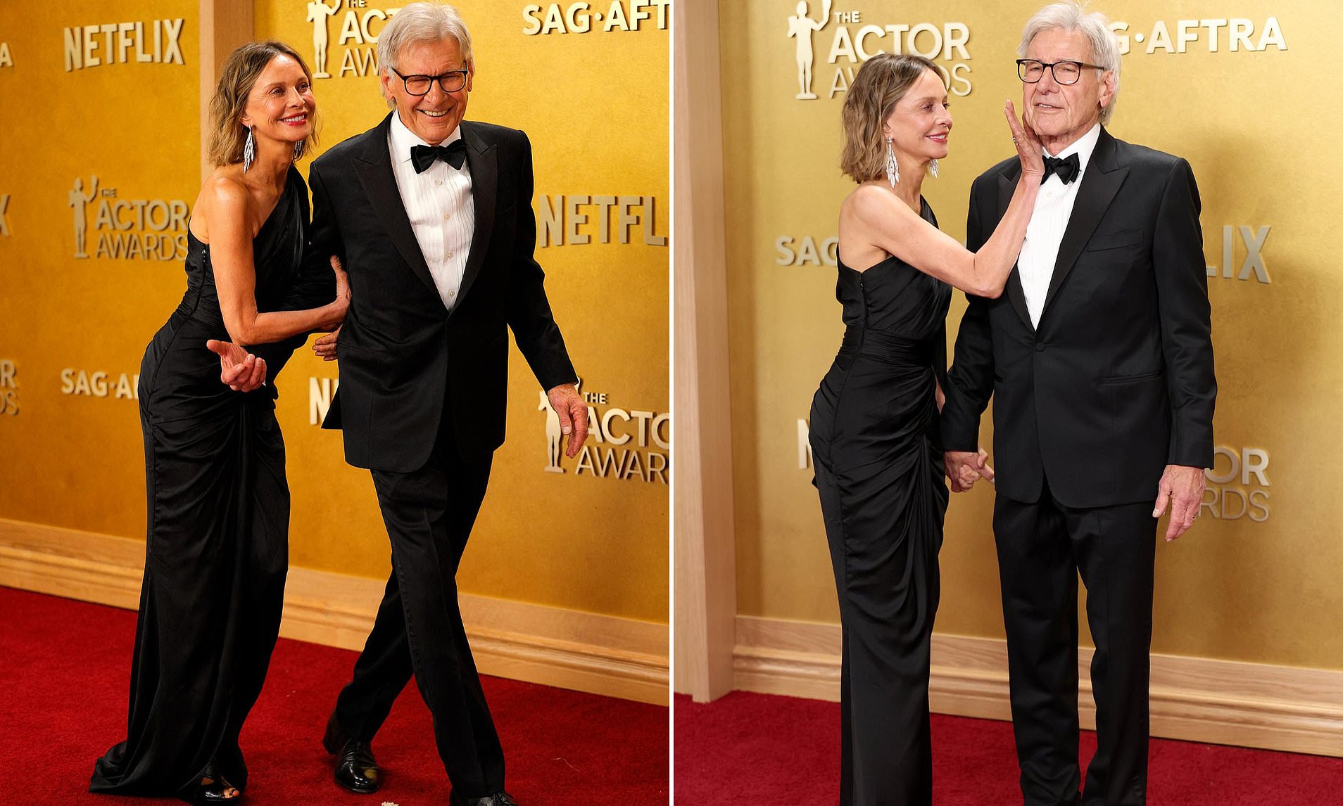 Calista Flockhart dotes on husband Harrison Ford at Actor Awards during ...