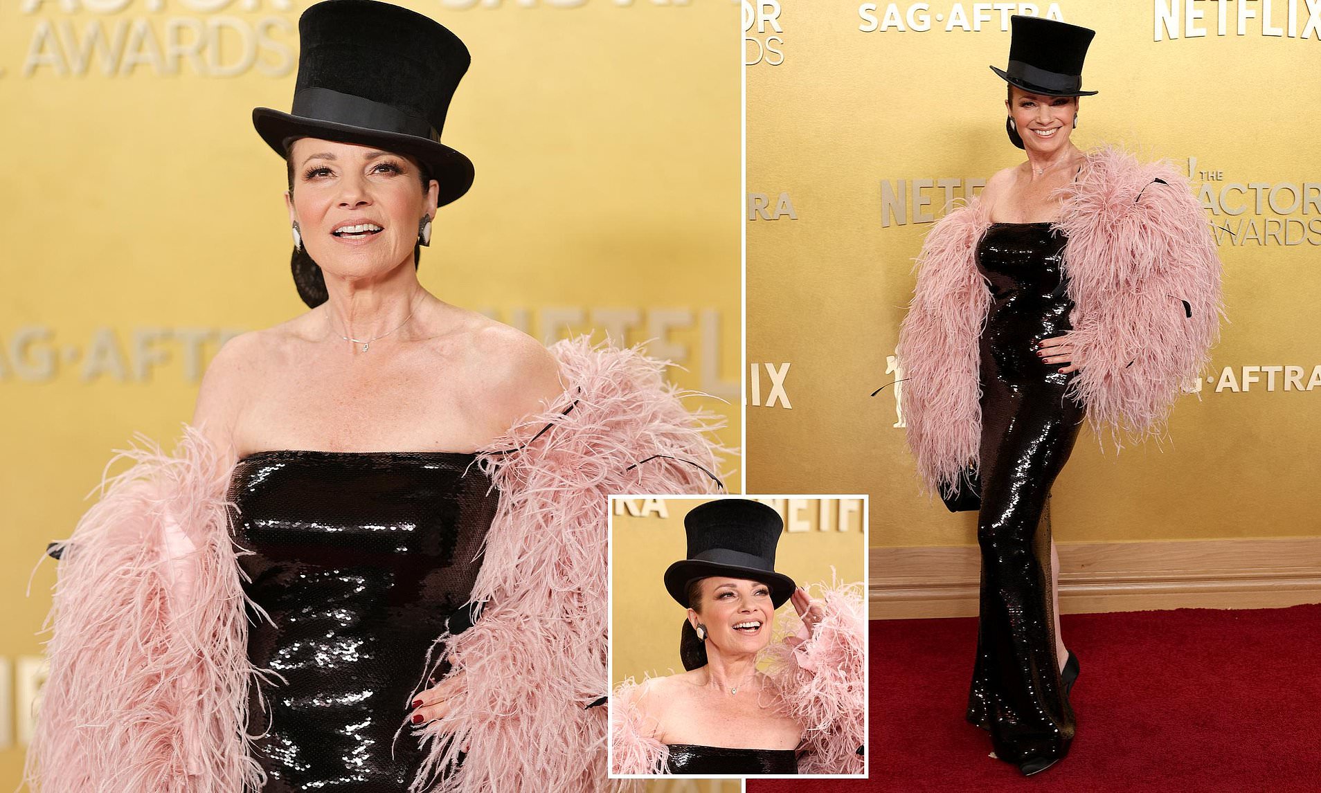 Fran Drescher, 68, goes full showgirl glam on red carpet at Actor ...
