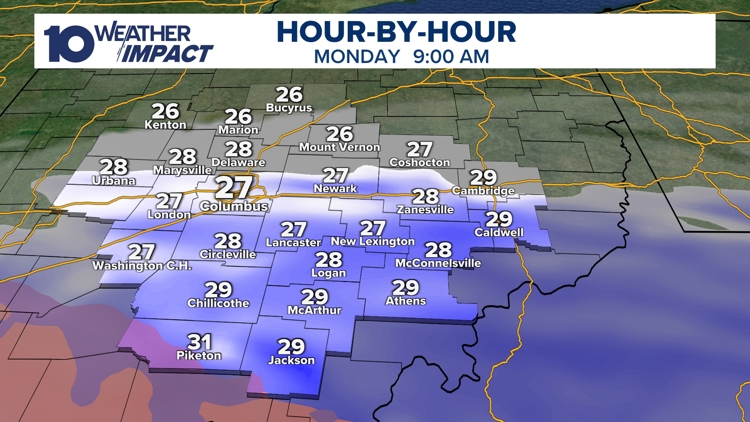 Snow and wintry mix lead to messy Monday morning commute in central Ohio