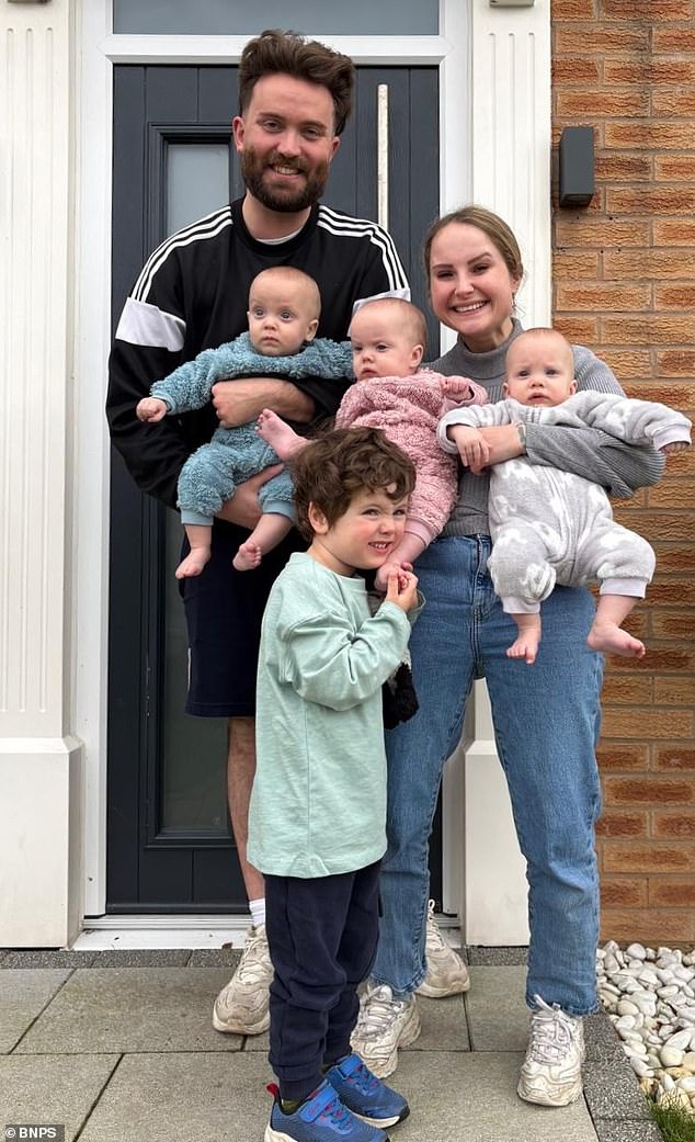 Jamie and Hayley McEvoy, have welcomed triplets after paying for IVF treatment 