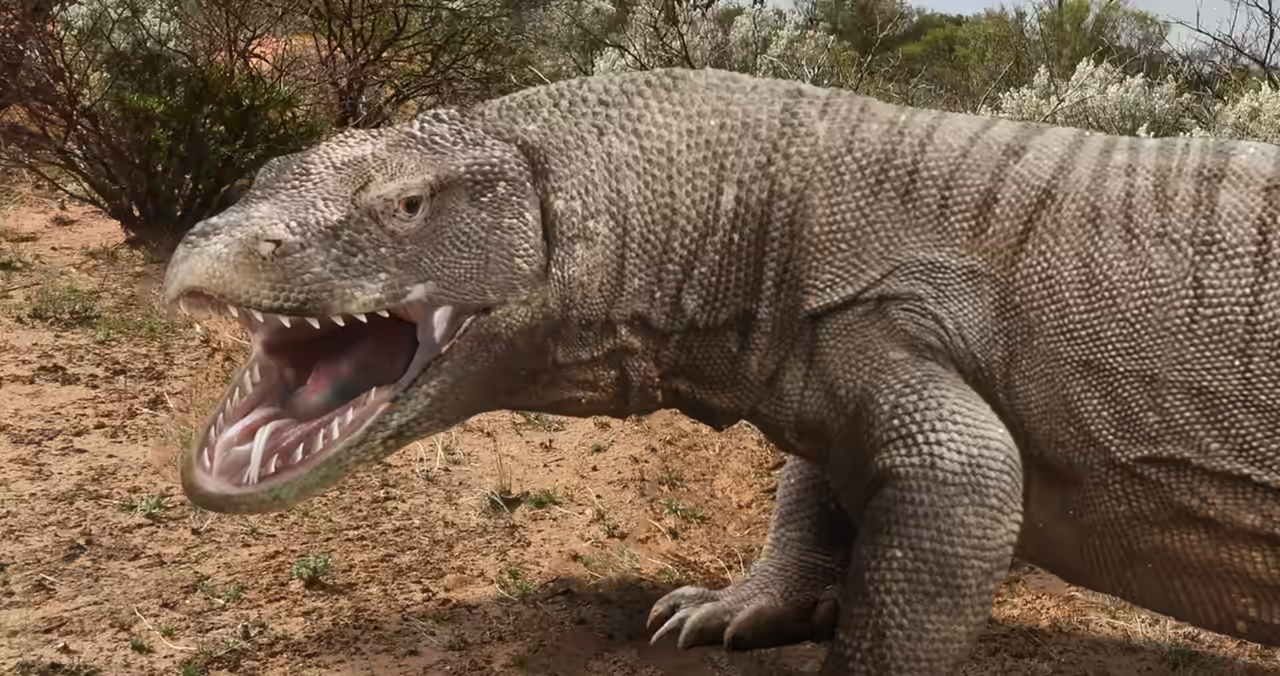 Watch what happens when the biggest lizard in history hunts