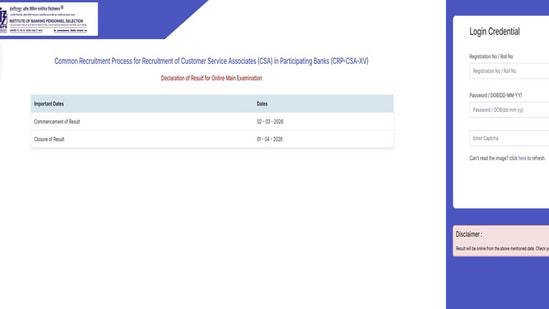IBPS clerk mains result 2026 declared at ibps.in, direct link to check here