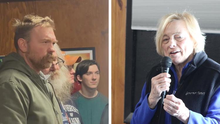 Graham Platner holds emergency protest rally in Brewer over Iran ...