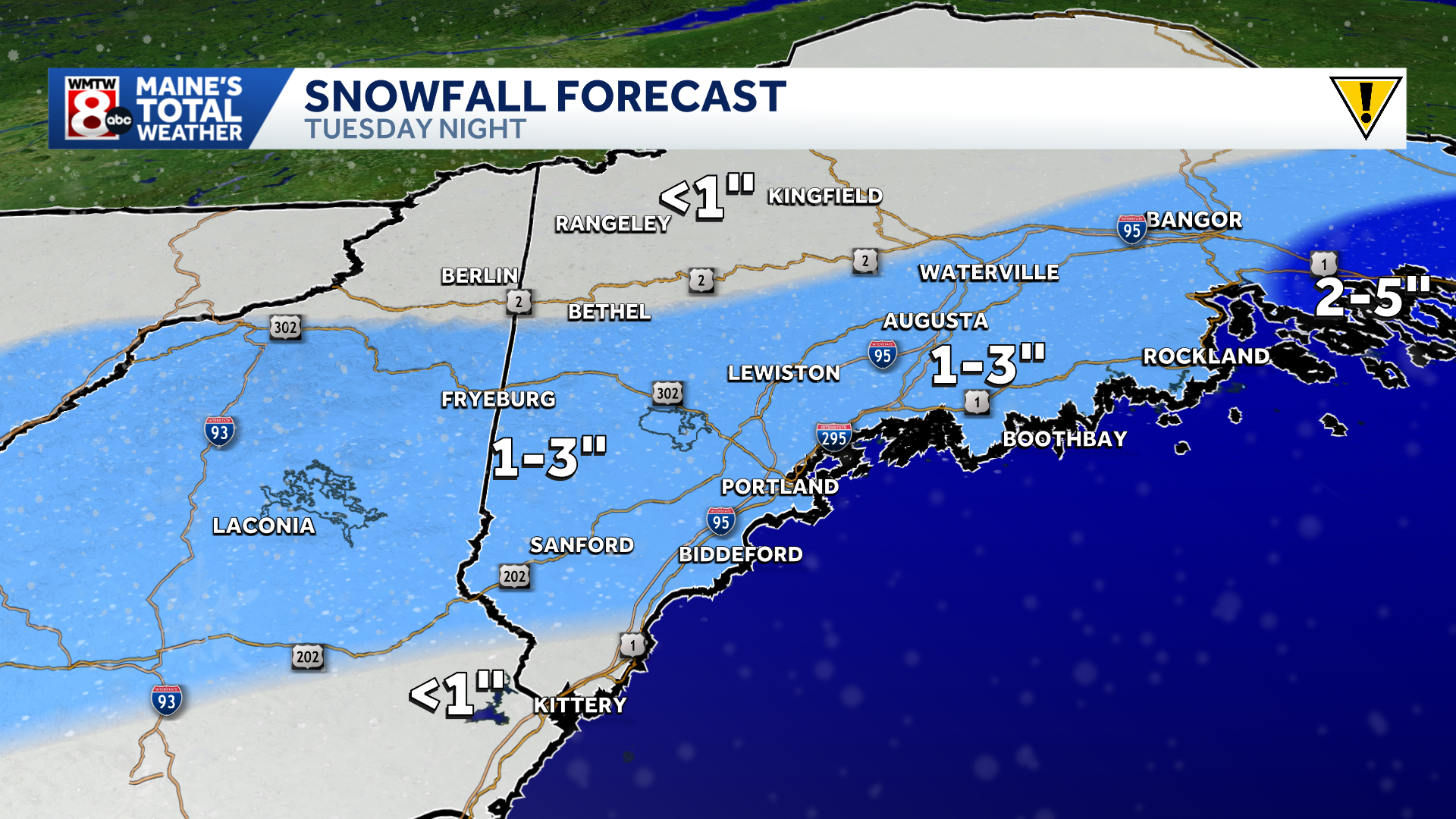 Snow on the way to Maine Tuesday evening