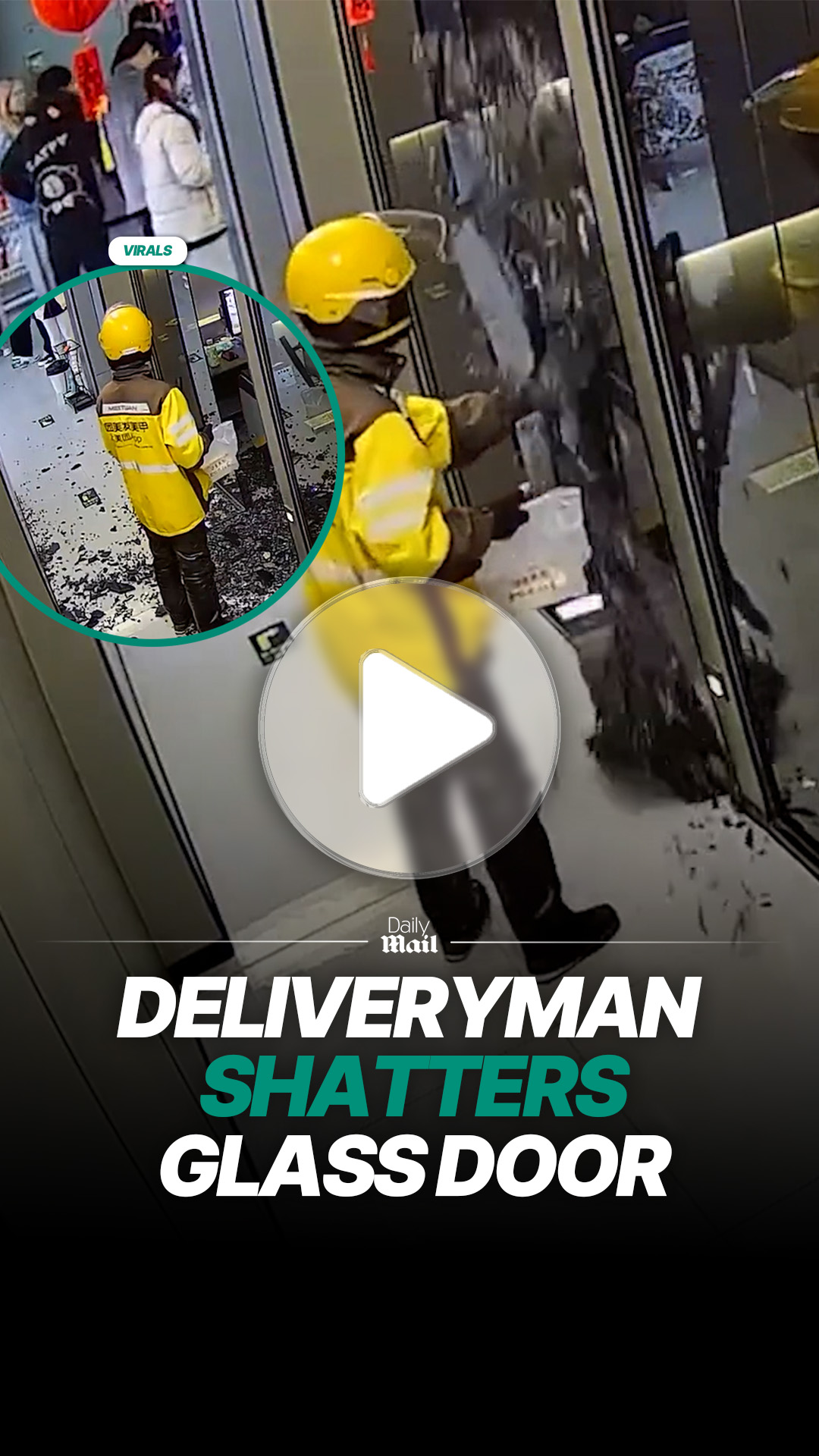 Delivery driver accidentally breaks glass door