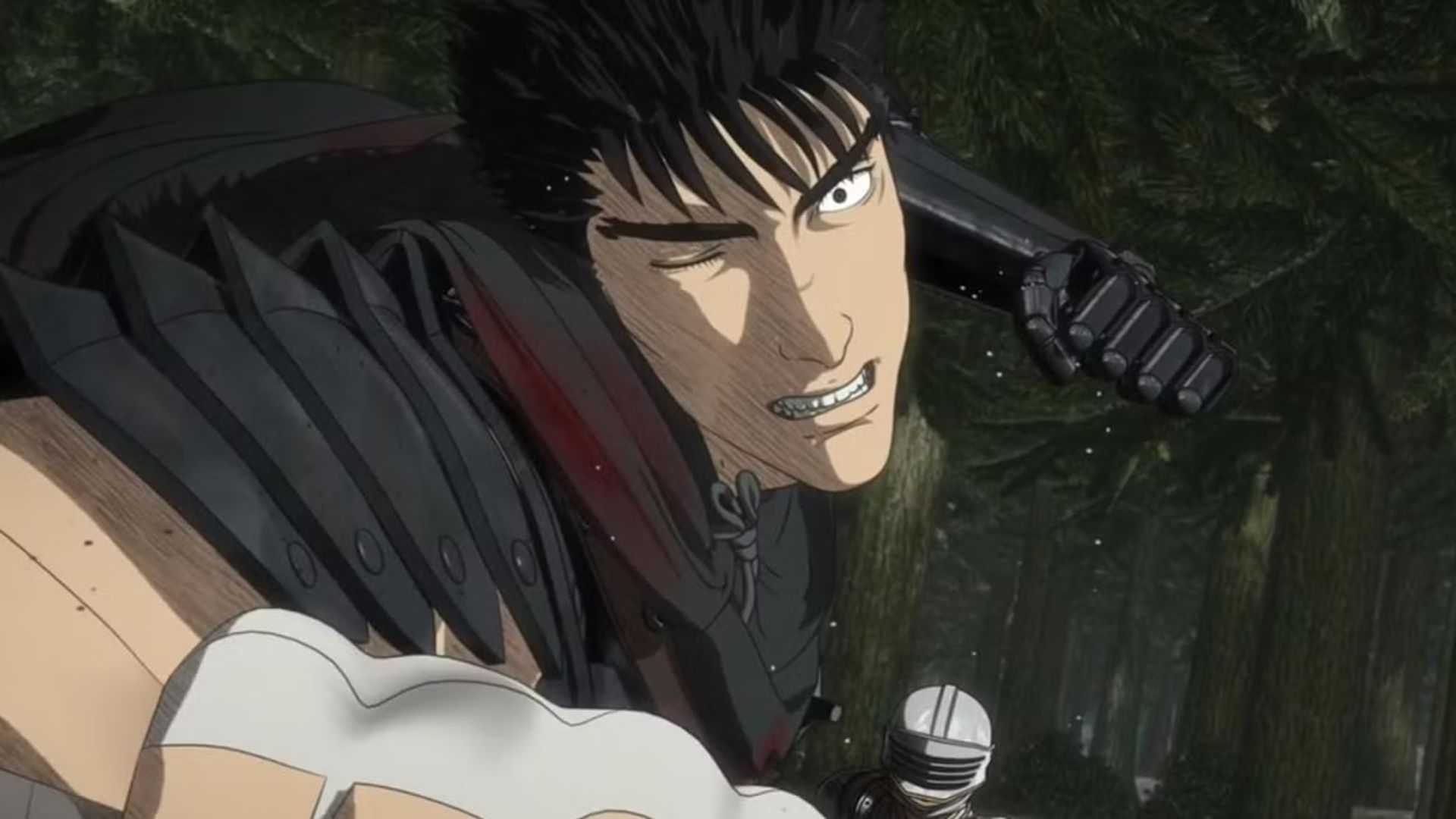 Guts swings his blade in Berserk 2016 anime.