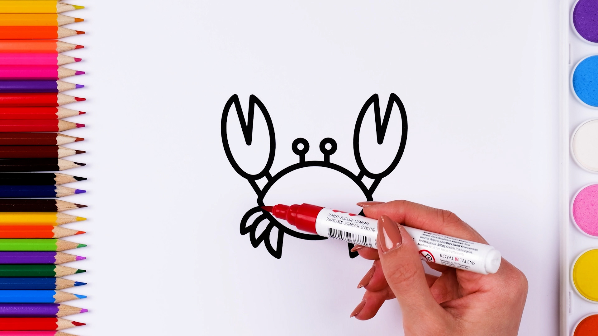 Crab drawing | Coloring in together