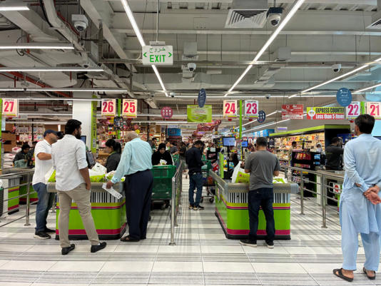 Life goes on as normal for Qataris in Doha. Supermarkets like this one are still open (Picture: Rosie Murray-West)
