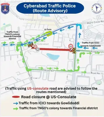 Alternate routes to take with road closure at US consulate
