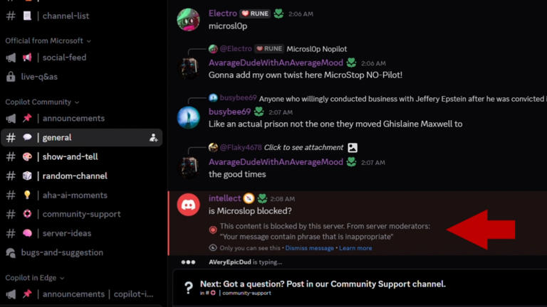 'Microslop' posts blocked on Copilot Discord server as Windows 11 AI ...