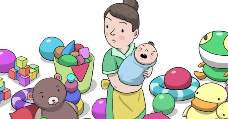 Look carefully and find the hidden pacifier in this toy-filled image