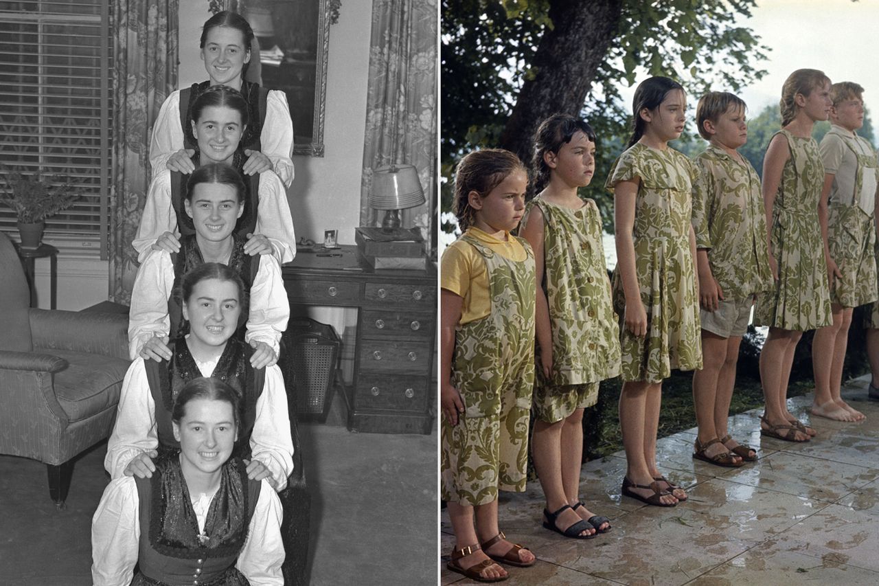 The five daughters of Georg Von Trapp Maria, Martina, Hedwig, Agathe and Johanna rehearse for their upcoming concert ; The Von Trapp children in 'The Sound of Music' (1965).