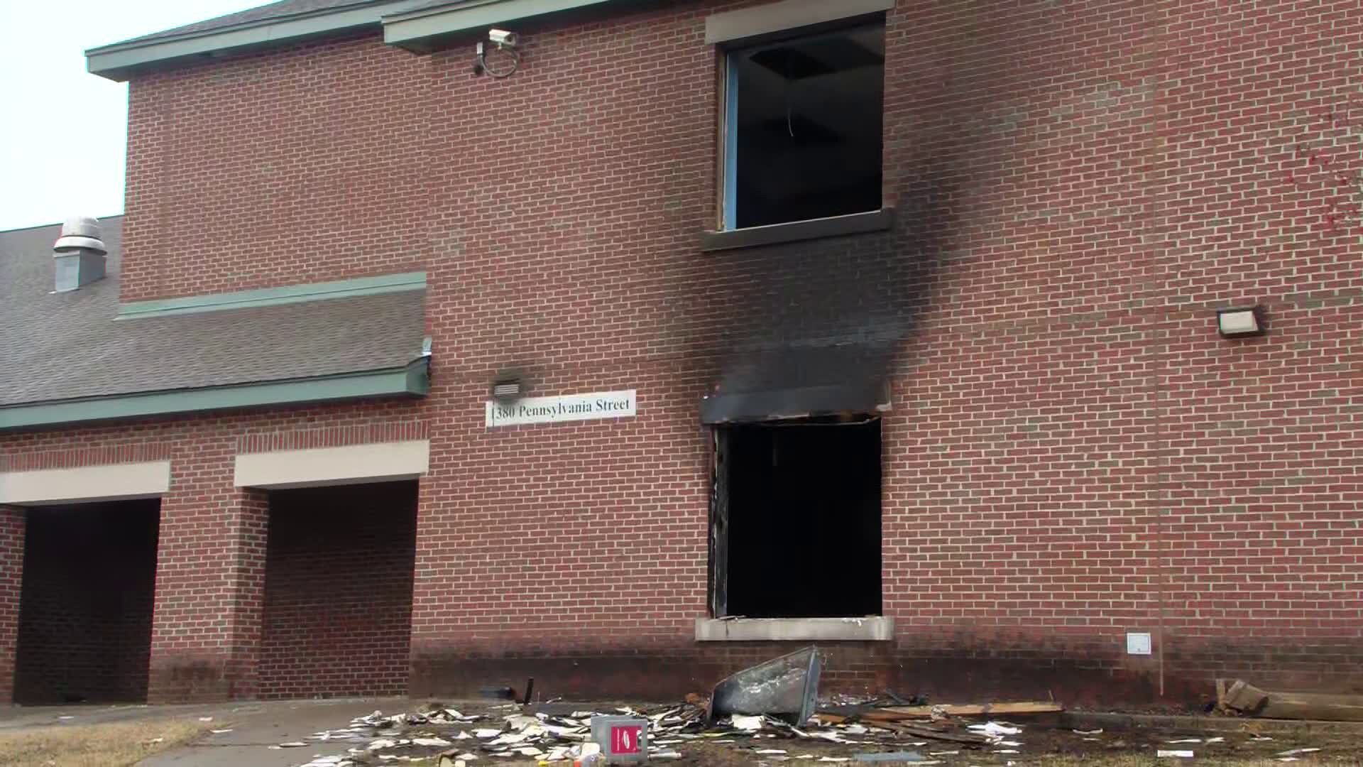 Arsonist sought after fire at vacant school injures firefighter