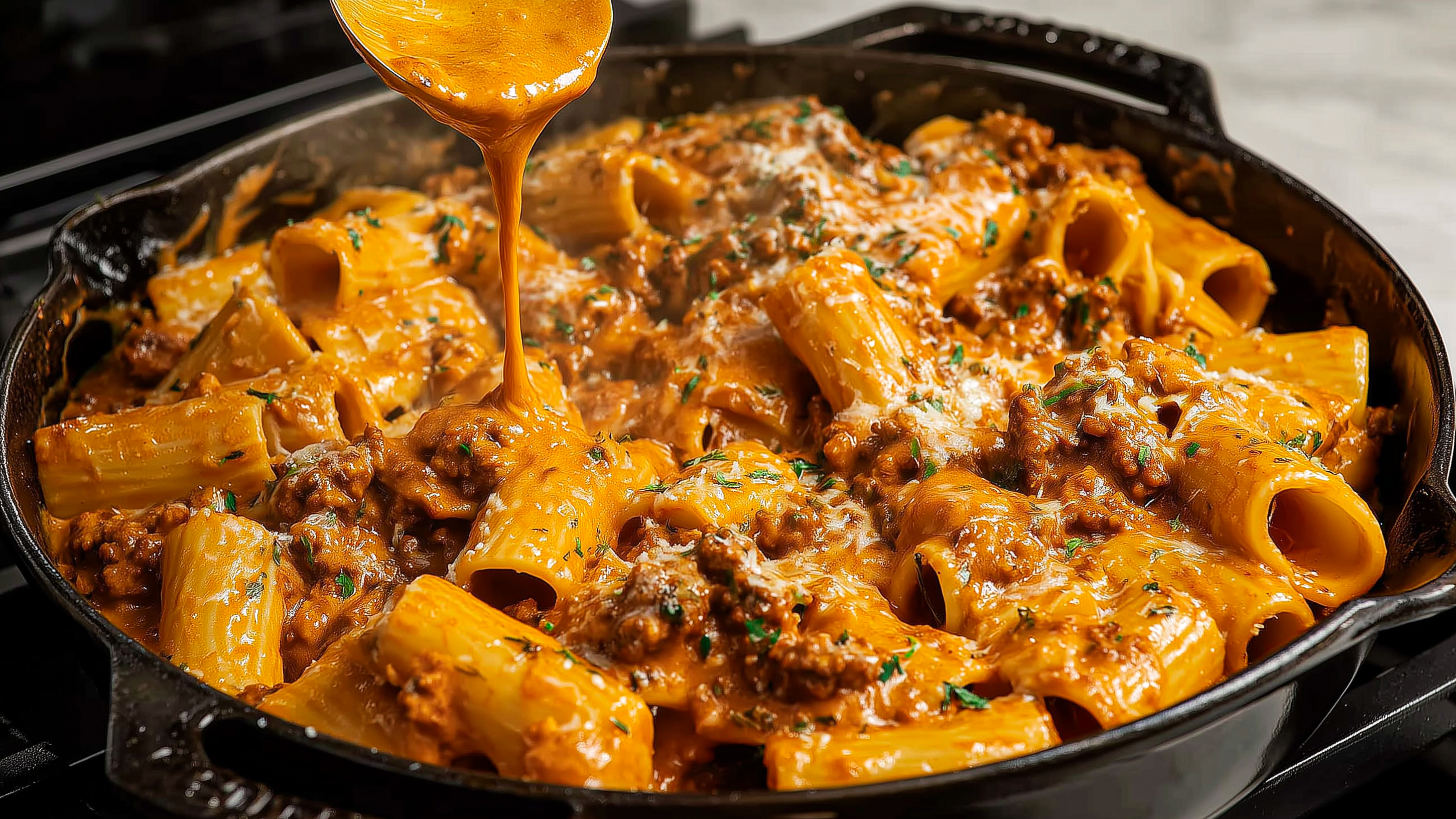 Super easy creamy ground beef pasta my family requests every week
