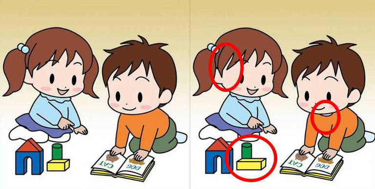 Spot the differences in kids reading images and boost your brain!