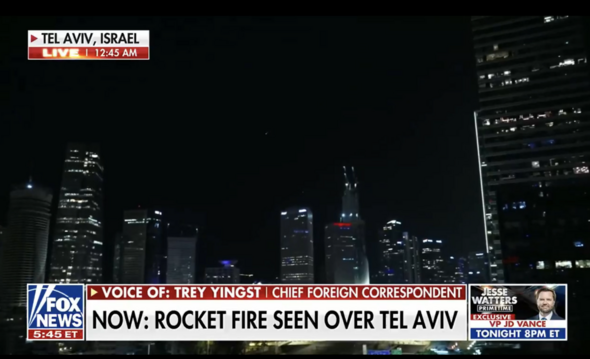 Fox News interrupted with breaking news on missiles flying over Tel Aviv