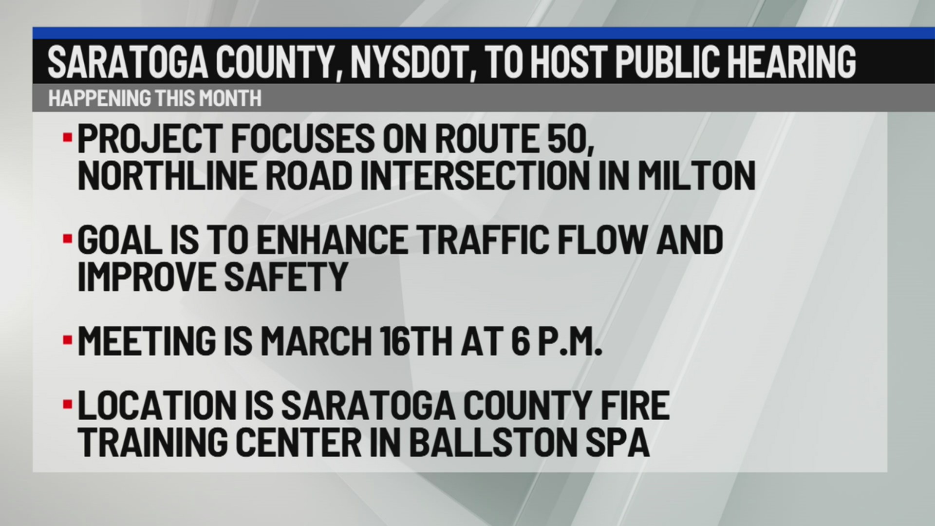 Saratoga County, NYSDOT to host public hearing