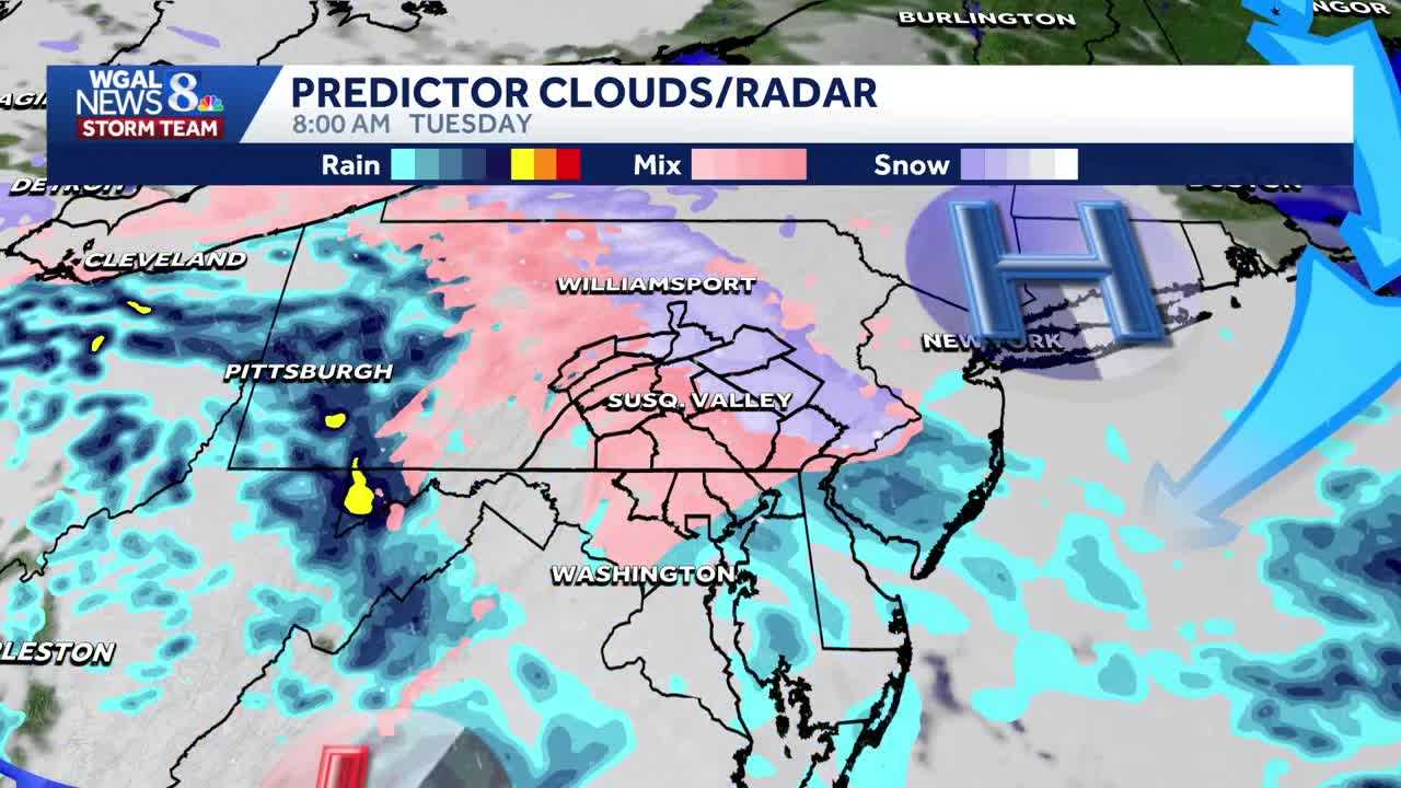 Hour-by-hour | Latest snow, freezing rain projections for Tuesday morning
