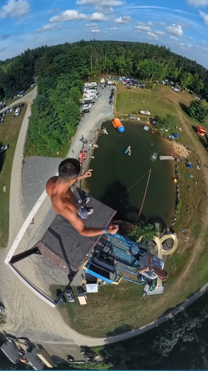 Insane 100ft 360° crane cliff jump