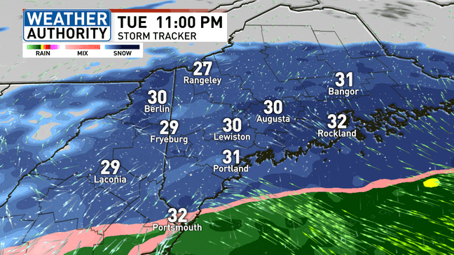 Snow to impact Tuesday evening commute in Maine, mild warm-up to follow