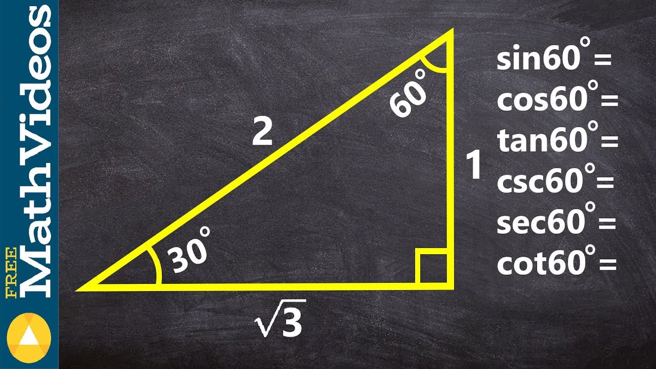 How to use a triangle to evaluate for the six trig functions of 60 degrees