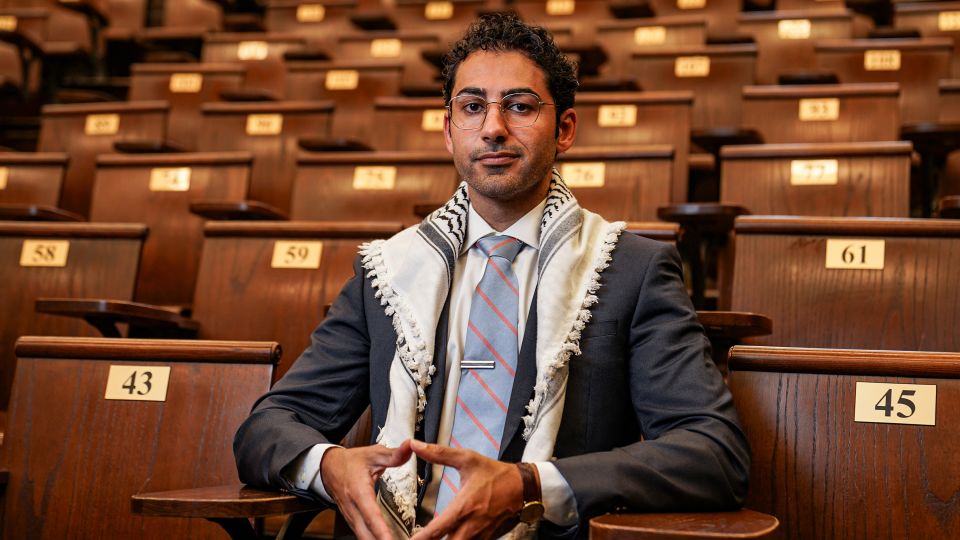 Columbia University student Mohsen Mahdawi poses for a portrait inside Havemeyer Hall on the Columbia University campus in New York, New York, on May 18, 2025. - Ryan Murphy/Reuters