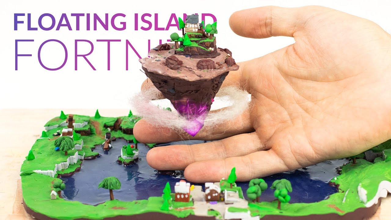 Creating a floating island from Loot Lake in Fortnite using polymer clay