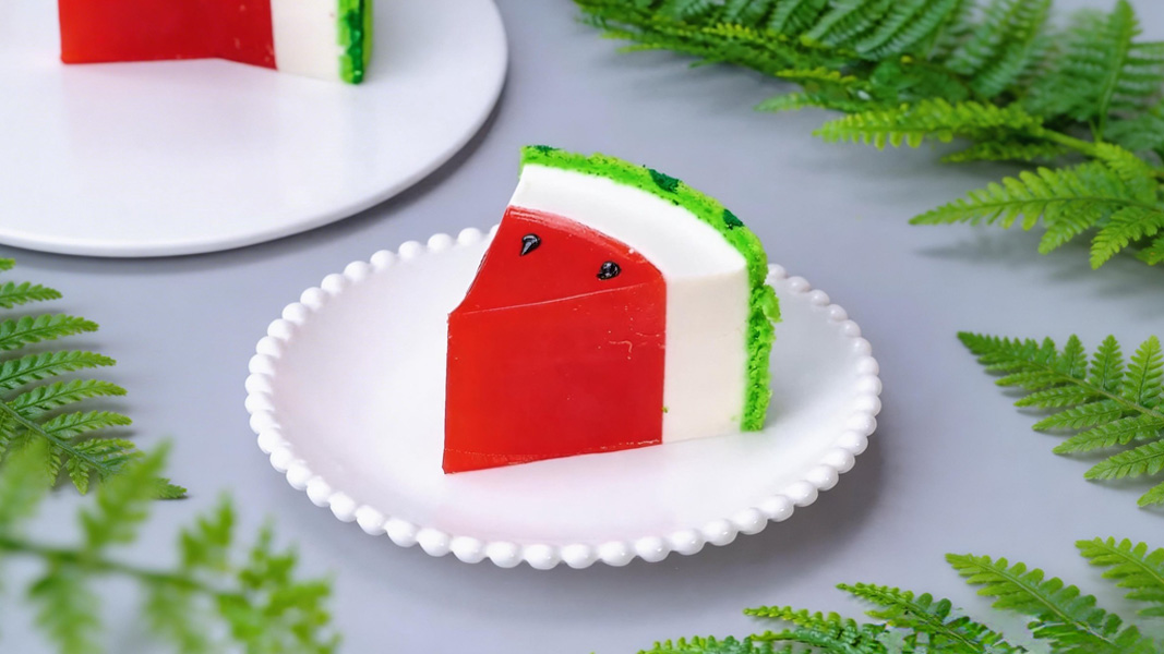 Watermelon slice jelly cake