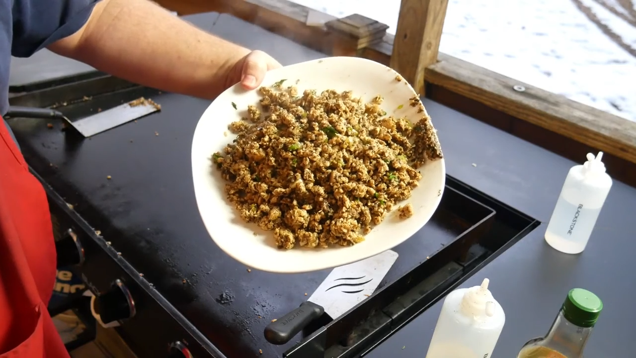 The easiest Asian style chicken wraps on a griddle