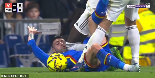 Footage showed Rudiger's knee connecting with Diego Rico's cheek after he was knocked to the ground