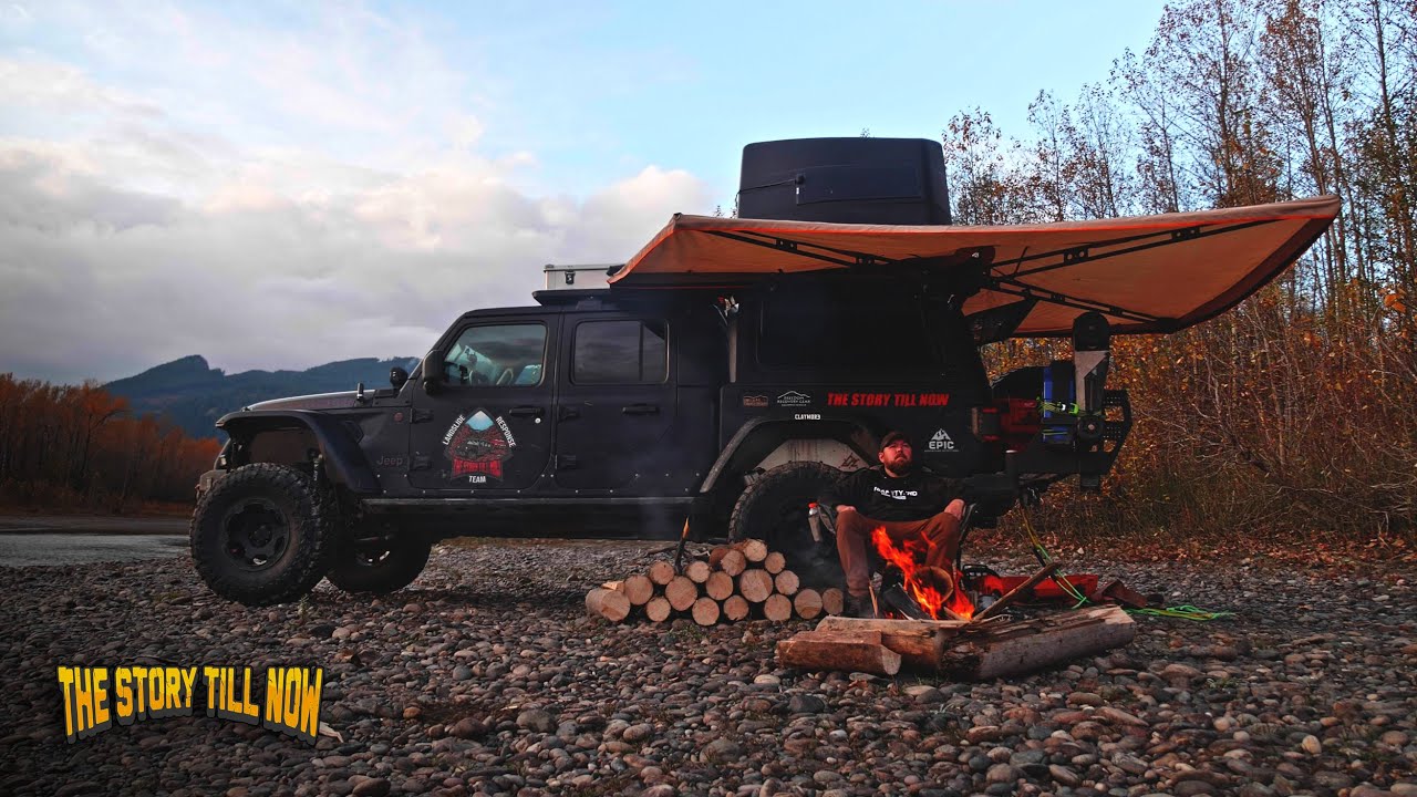 Solo River camping: Jeep Gladiator overland