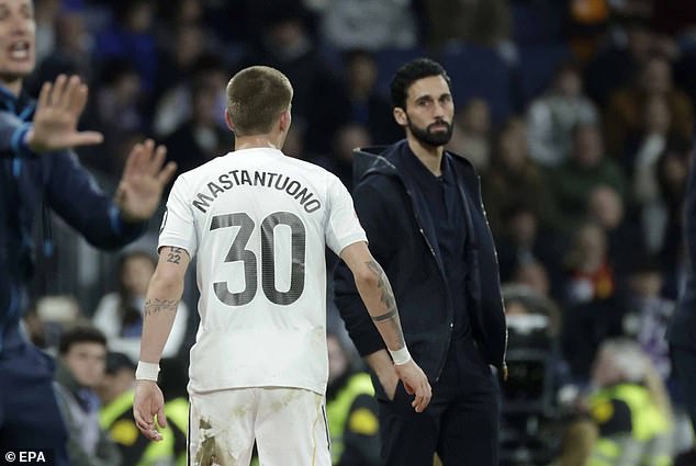 Franco Mastantuono was shown a straight red card in second half stoppage time in the defeat, which has increased the pressure on head coach Alvaro Arbeloa