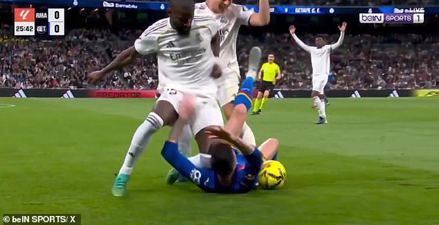 Rudiger's challenge was deemed 'one of the most brutal fouls we've ever seen' by a Spanish commentator