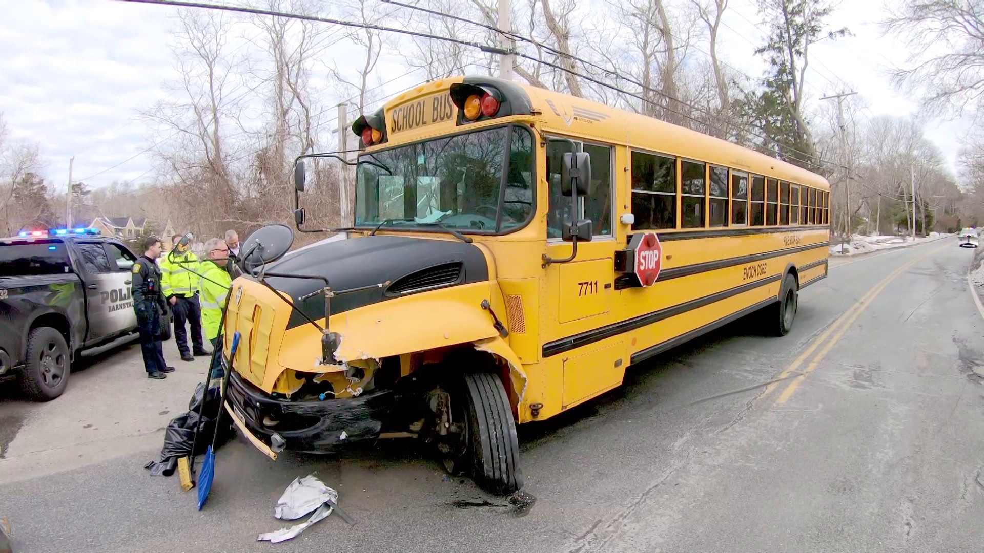 School bus with students aboard collides with car on Cape