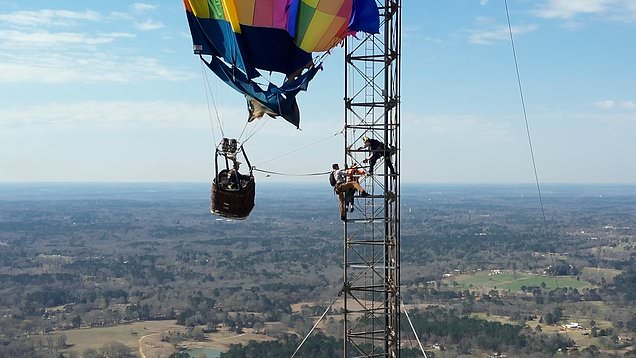 Hot air balloon rescue approx 920ft in the air