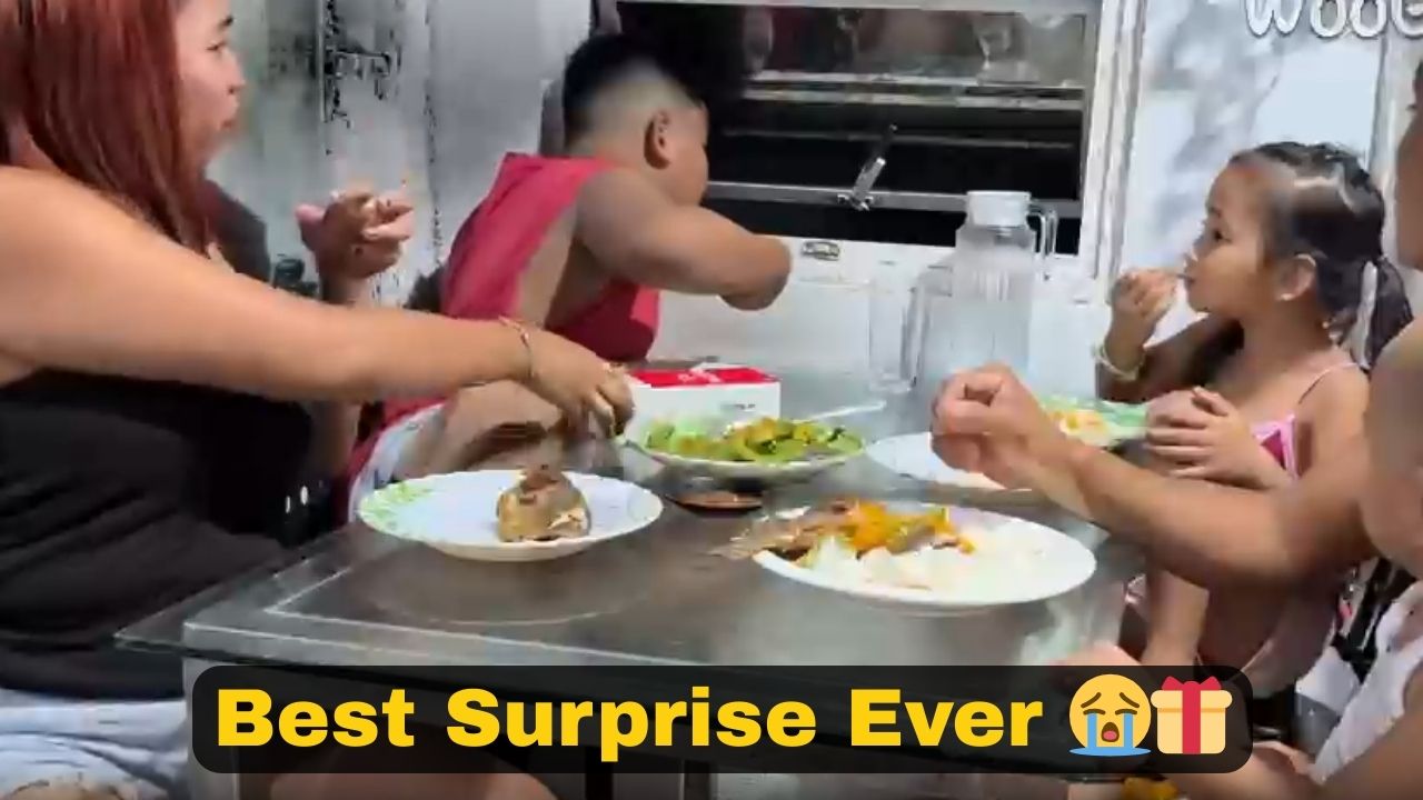 Young boy cries with joy after receiving a new phone<br><br>