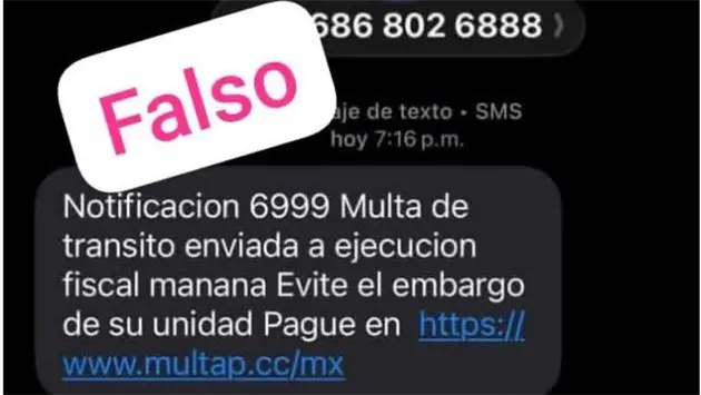 Alertan por fraude mediante mensajes de texto sobre falsas multas