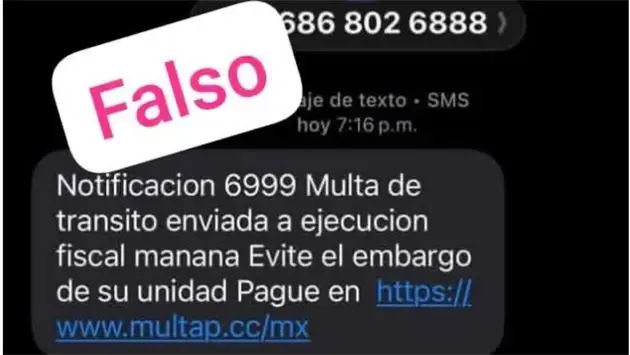 Alertan por fraude mediante mensajes de texto sobre falsas multas