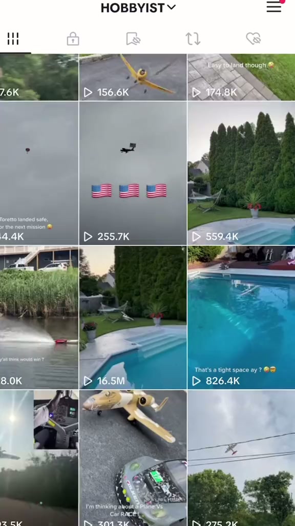 RC plane pool landing challenge between backyard trees