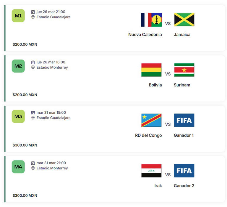 Inicia la venta de boletos para el repechaje del Mundial 2026 en ...