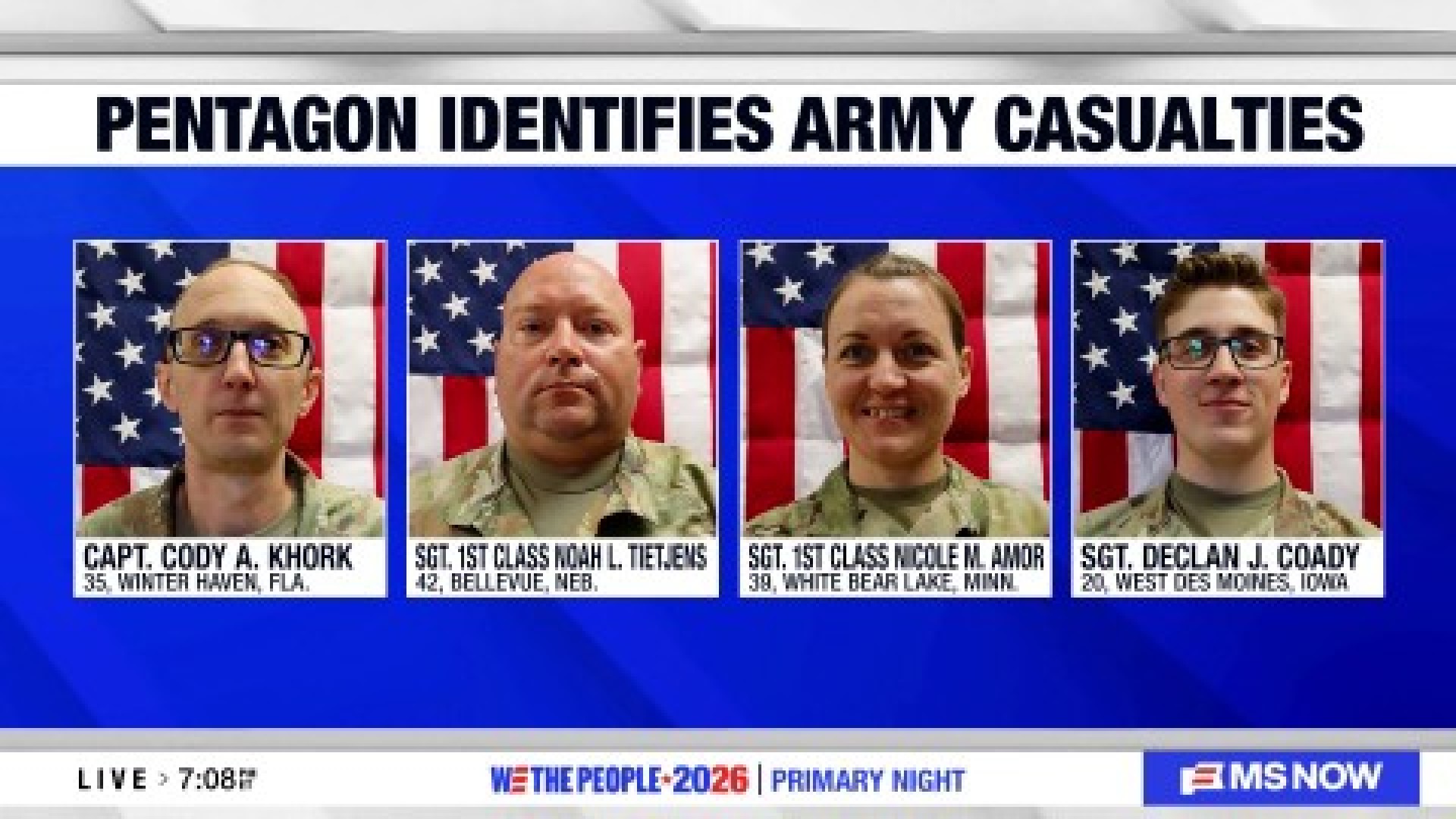 Pentagon identifies Army casualties in Iran conflict<br><br>