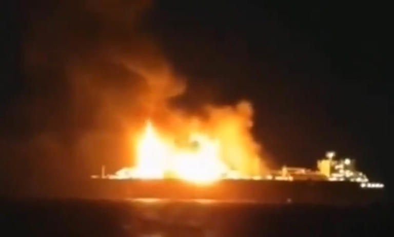 Russian ship transporting natural gas is on fire in the Mediterranean ...