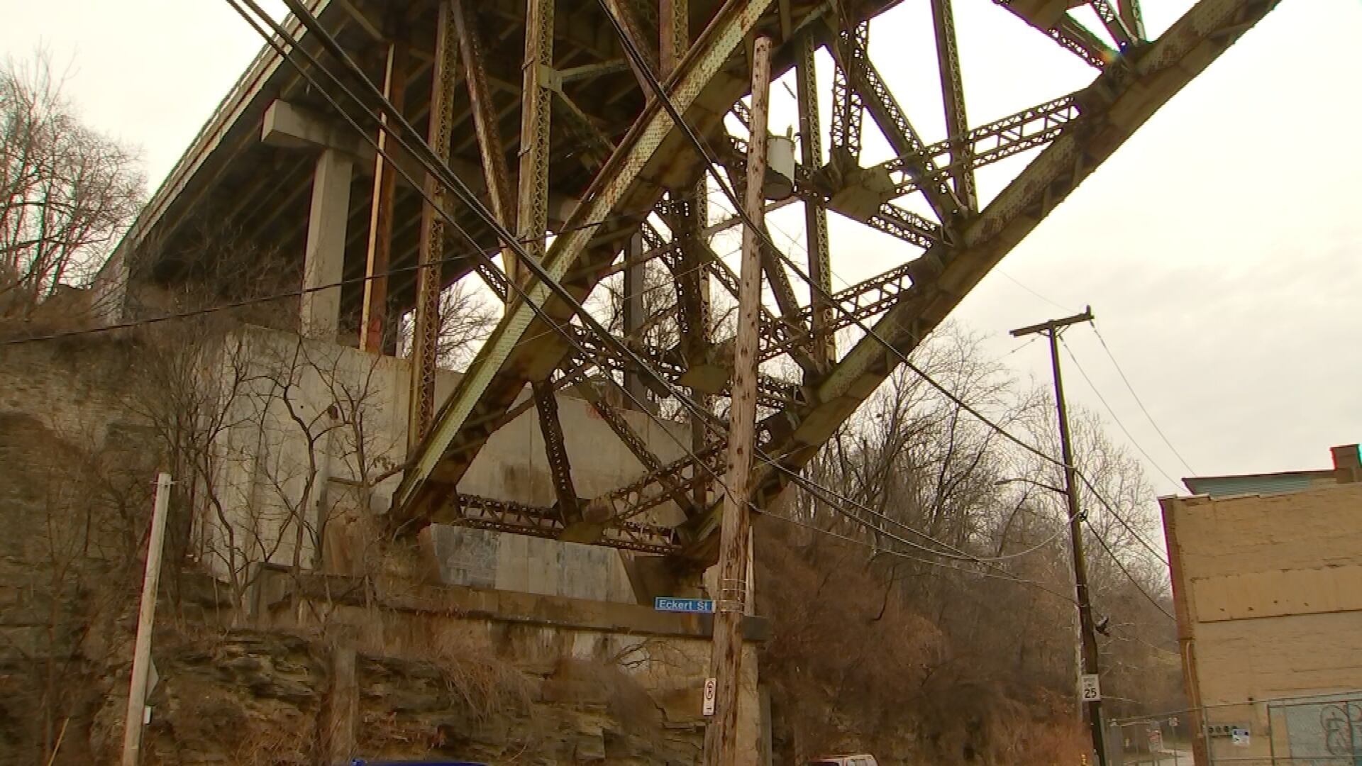 Part of deteriorating bridge blocked off to cars, pedestrians