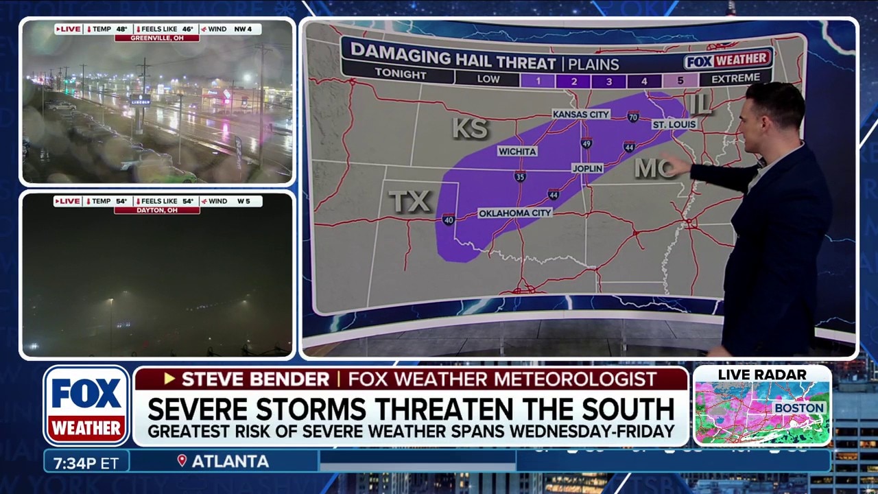 Severe storms threaten the South