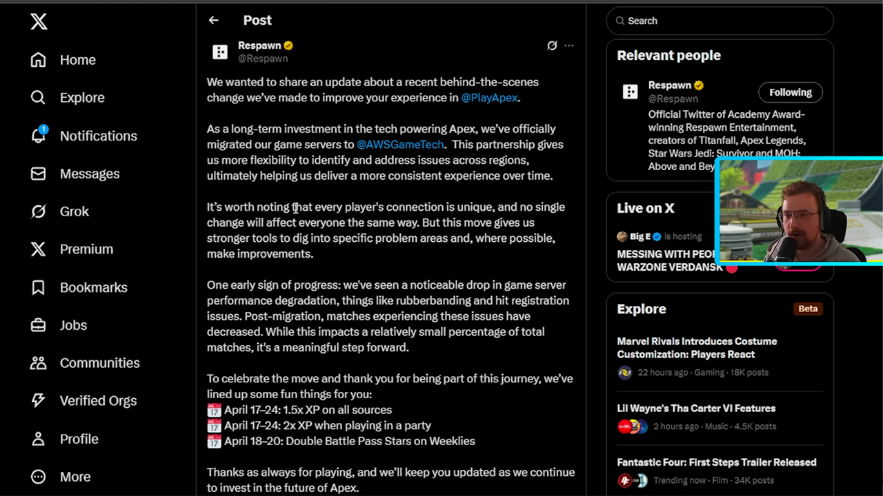 Respawn reveals Apex Legends server upgrade plan