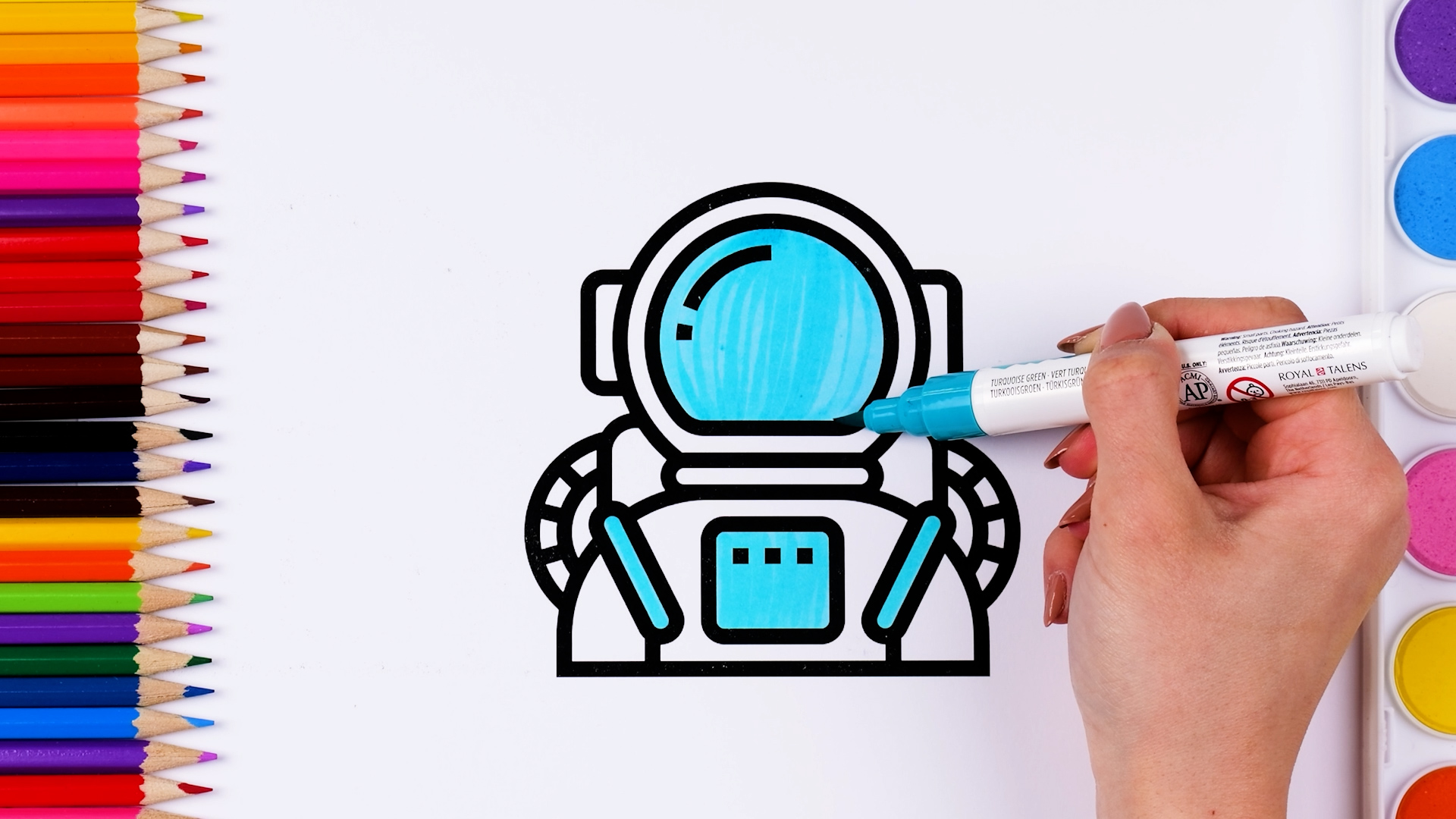 Astronaut drawing | Learning colors for kids